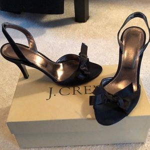 J.Crew black Satin sling backs